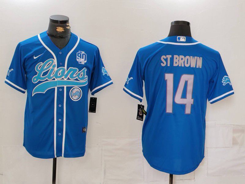 Men Detroit Lions 14 St brown Blue Second generation joint name 2024 Nike Limited NFL Jersey style 6